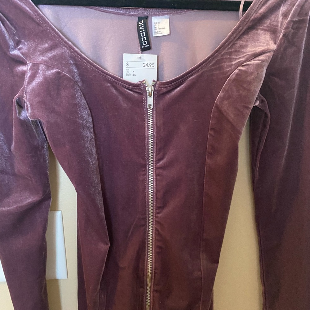 New with tags - purple, velvet long sleeve dress!